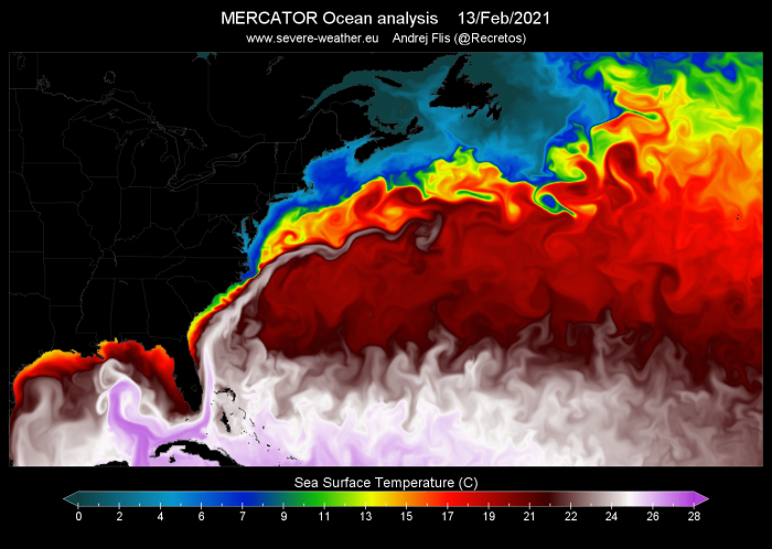 Gulf Stream provides a lot of energy for the storm