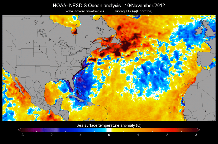 sea surface temperature anomaly