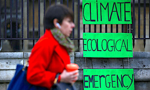 woman 3 green signs