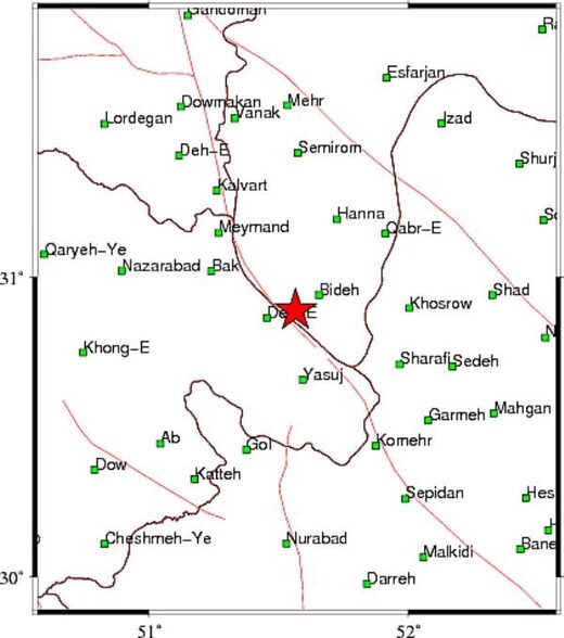 Iran quake map