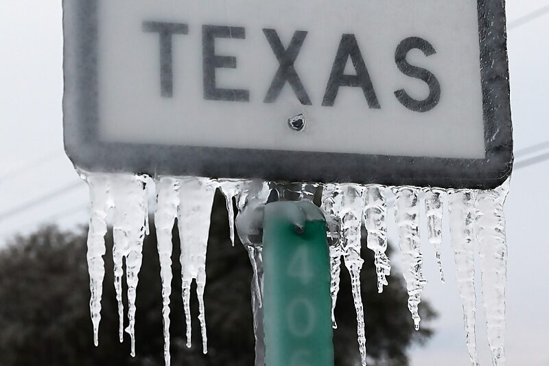 texas sign frozen rain winter storm