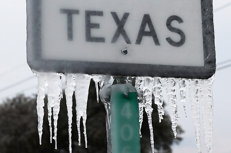 Click to enlarge texas sign frozen rain winter storm