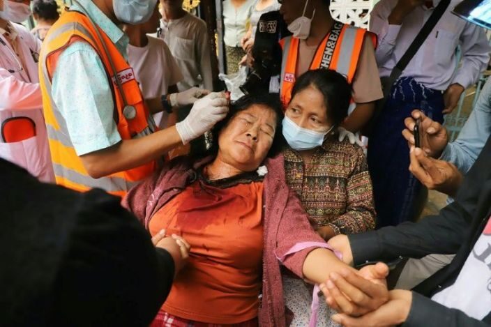Myanmar protester injury