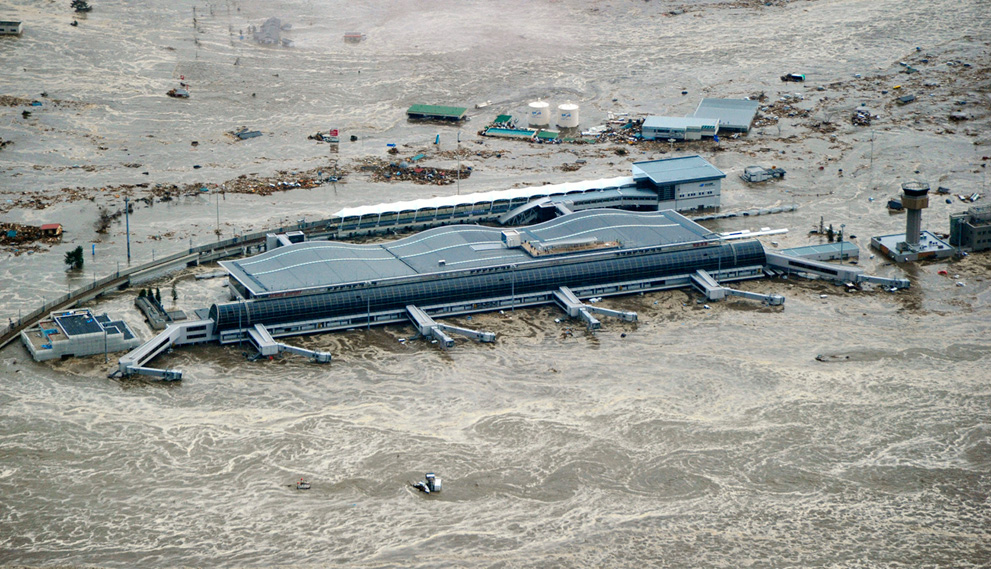 Sendai Airport is flooded