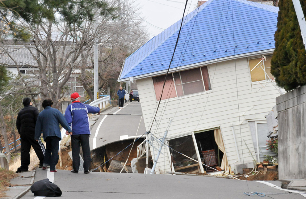 Residents check the damage