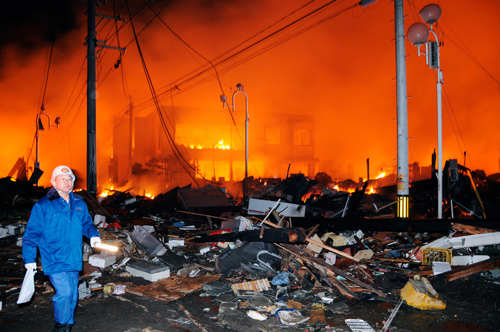 Houses lie flattened