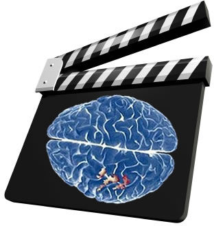 movie slate/brain graphic