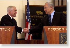 Click to enlarge Robert Gates, Benjamin Netanyahu