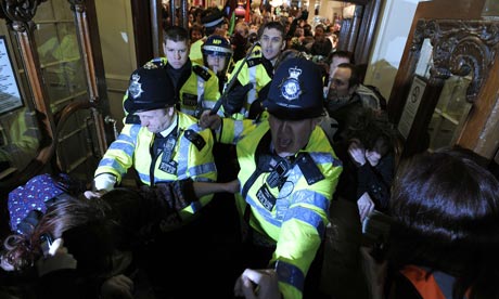 Click to enlarge Police and UK uncut activists