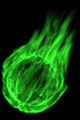 Green fireball artists impression