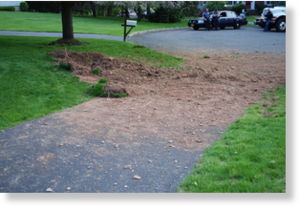 Click to enlarge a trench created on township lawn