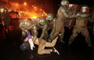 Police chile dam protest