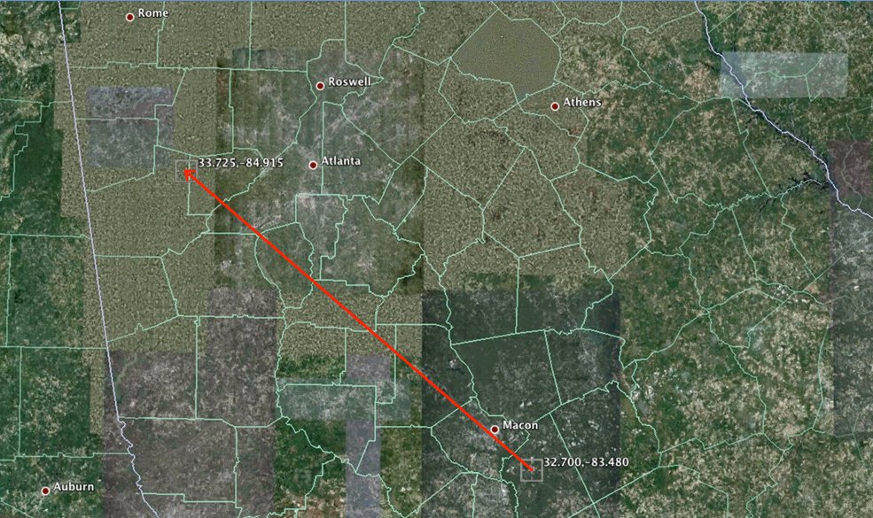 Click to enlarge Meteor Ground Track.