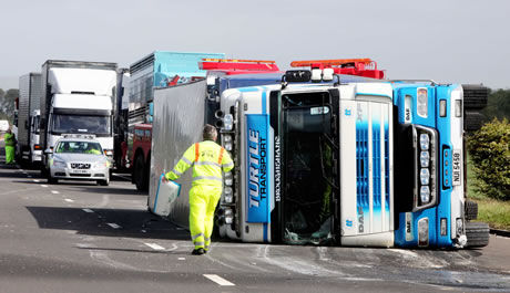 Scotland wind blown lorry