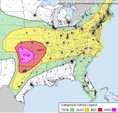 US severe weather map 