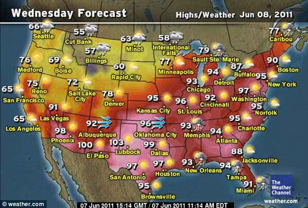 US heatwave map