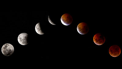  The moon in various stages of eclipse as seen from Mexico city