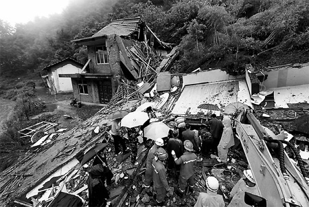 China flood damage Ningguo city