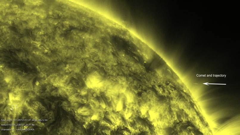 Click to enlarge Sun evaporates comet