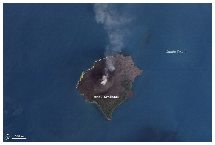 Satellite Image Shows Ash Plume Drifting From Krakatoa  