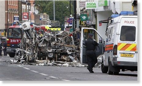 burned bus,london