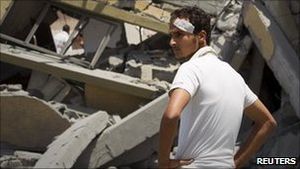 A bombed house in Zlitan