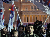 Demonstrators shout slogans