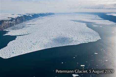 Click to enlarge The Petermann Glacier seen in August, 2009.