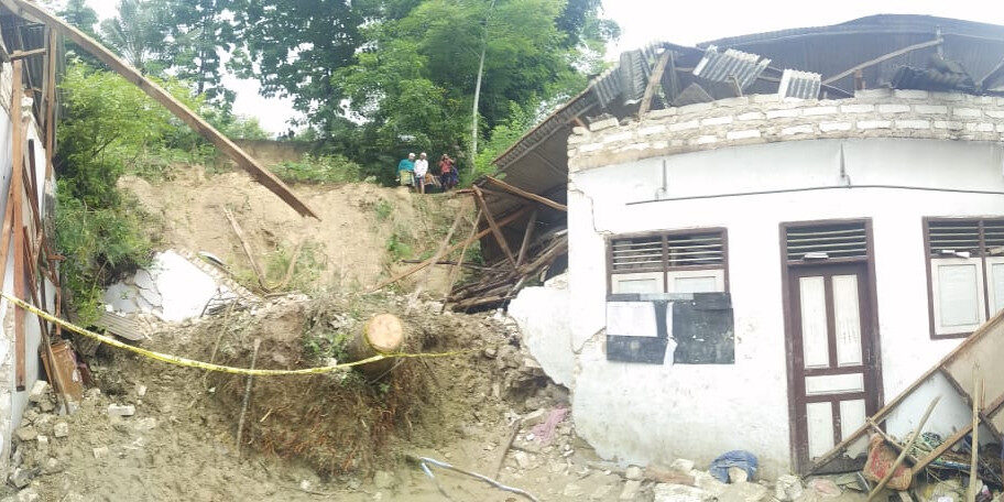 Landslide damage in Pamekasan Regency, Indonesia, 24 February 2021.