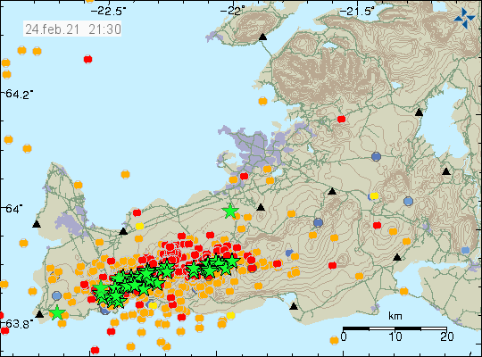 Earthquake activity on the Reykjanes peninsula [Icelandic Met Office].