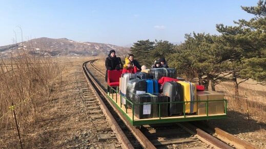 diplomats russia north korea push trolly train tracks