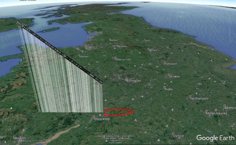 Click to enlarge UK meteorite zone