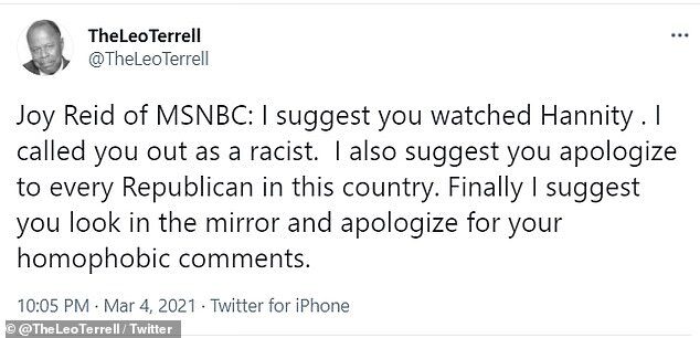 Click to enlarge TheLeoTerrell tweet on Joy Reid