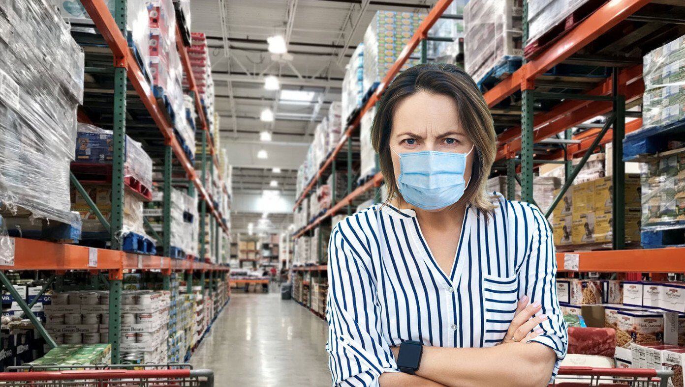 mask woman grocery store
