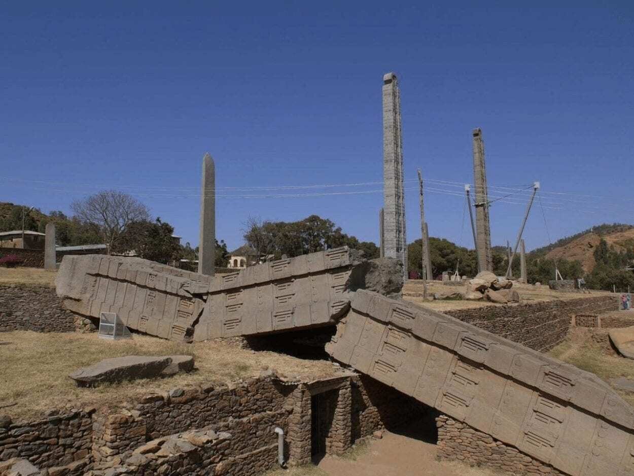 Click to enlarge Ezana stele (obelisk) in Aksum