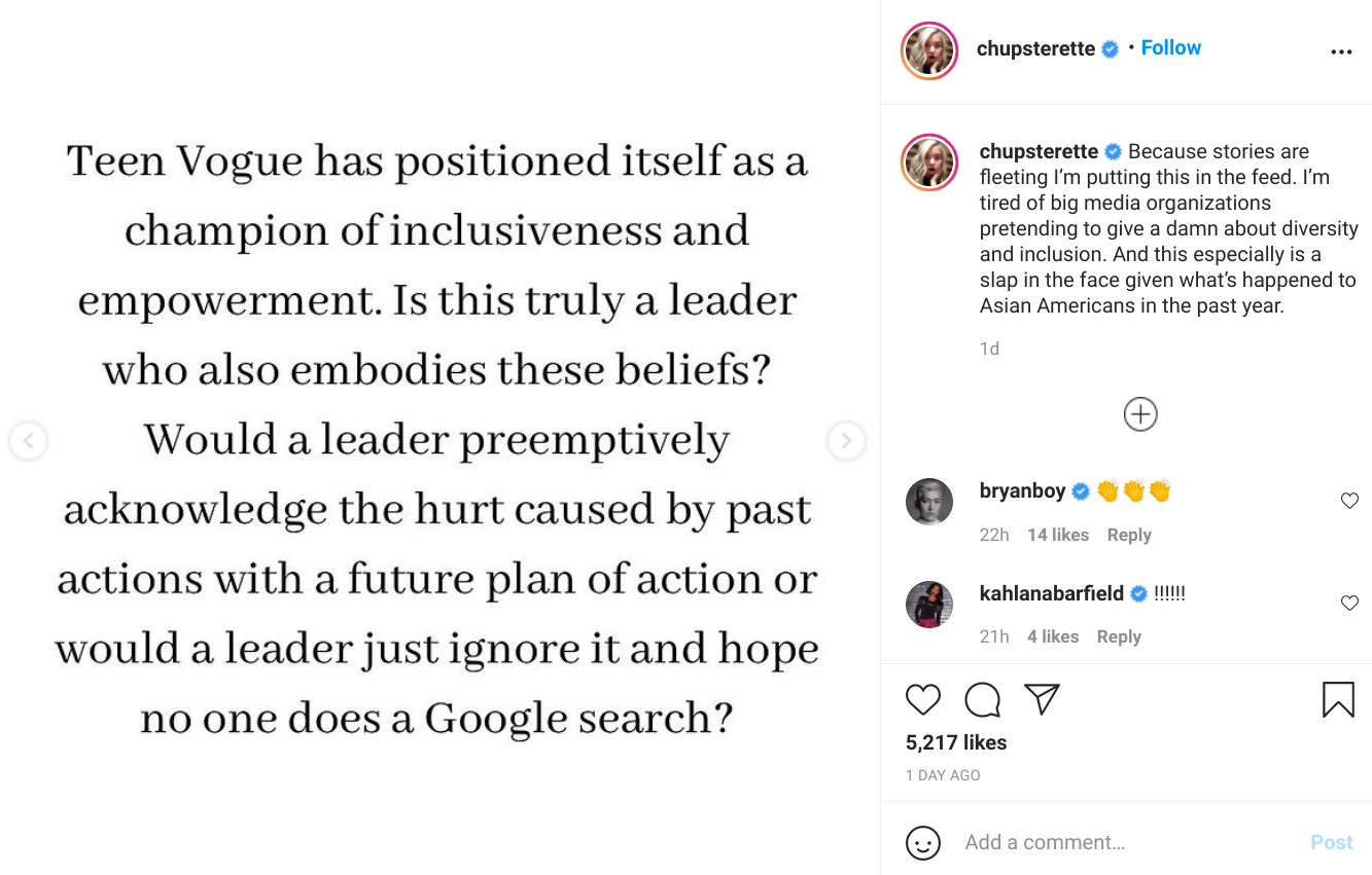Click to enlarge chupsterette Teen Vogue tweet