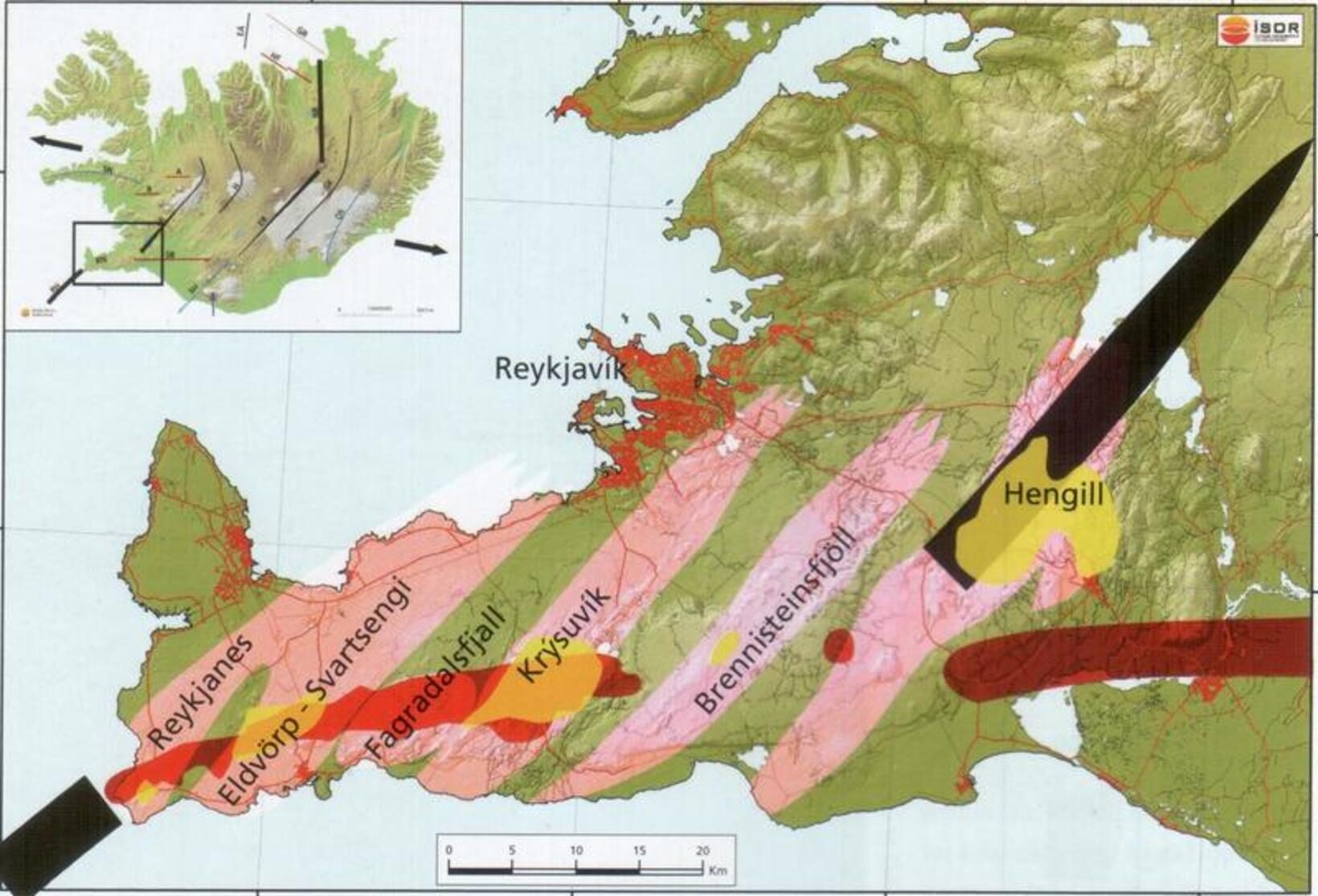 Click to enlarge Volcanic systems on the Reykjanes peninsula