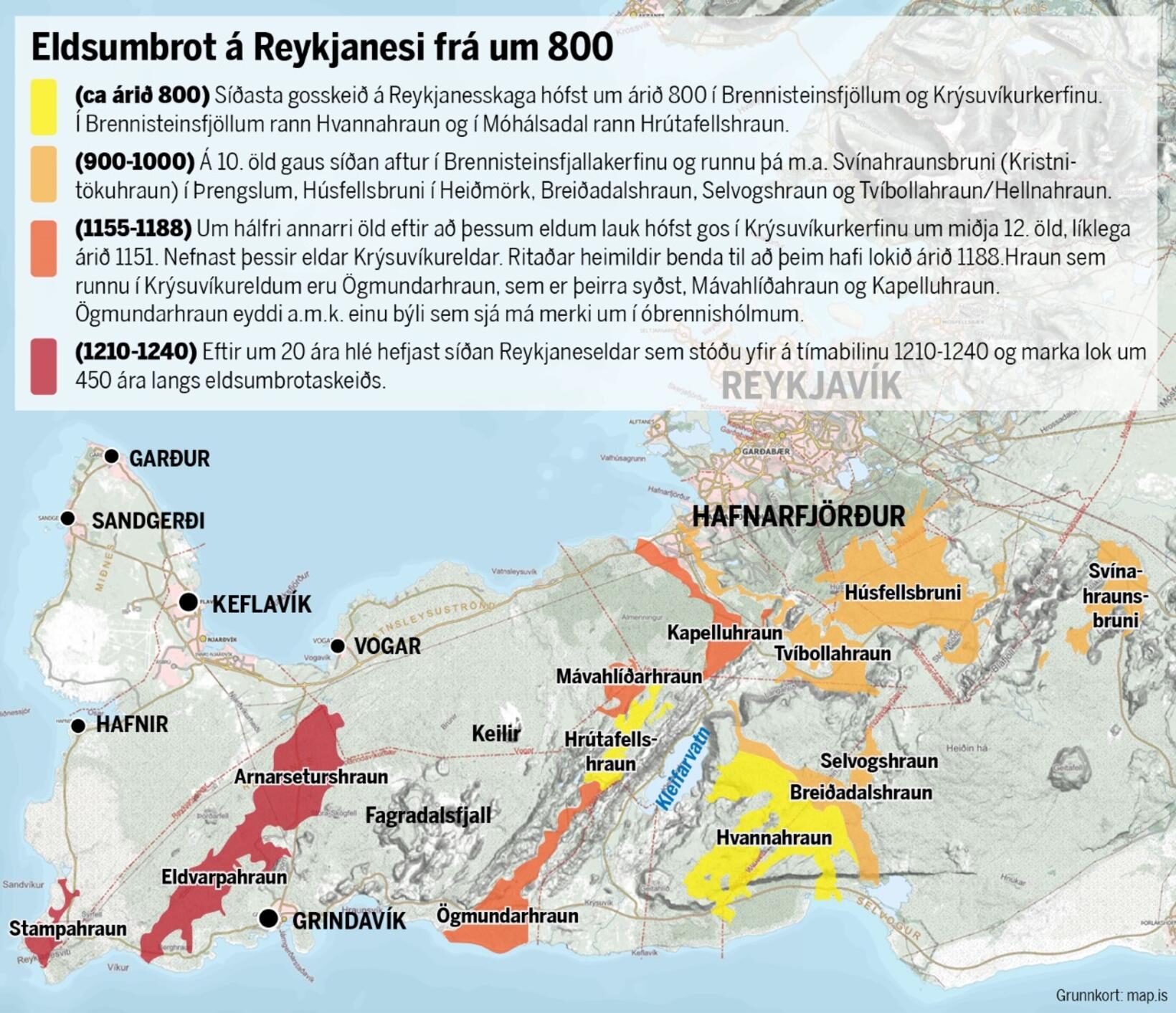 Click to enlarge List of eruptions in Iceland