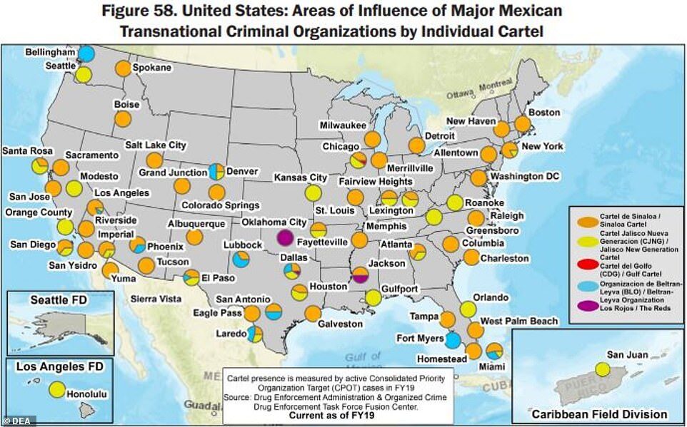 Click to enlarge MEXICAN CARTEL MAP drugs