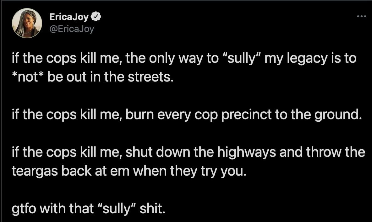 Click to enlarge erica joy baker tweet burn police
