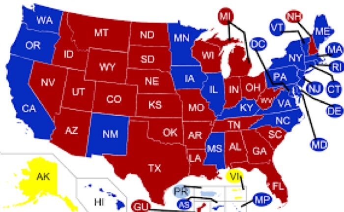 Click to enlarge Red/blue map usa