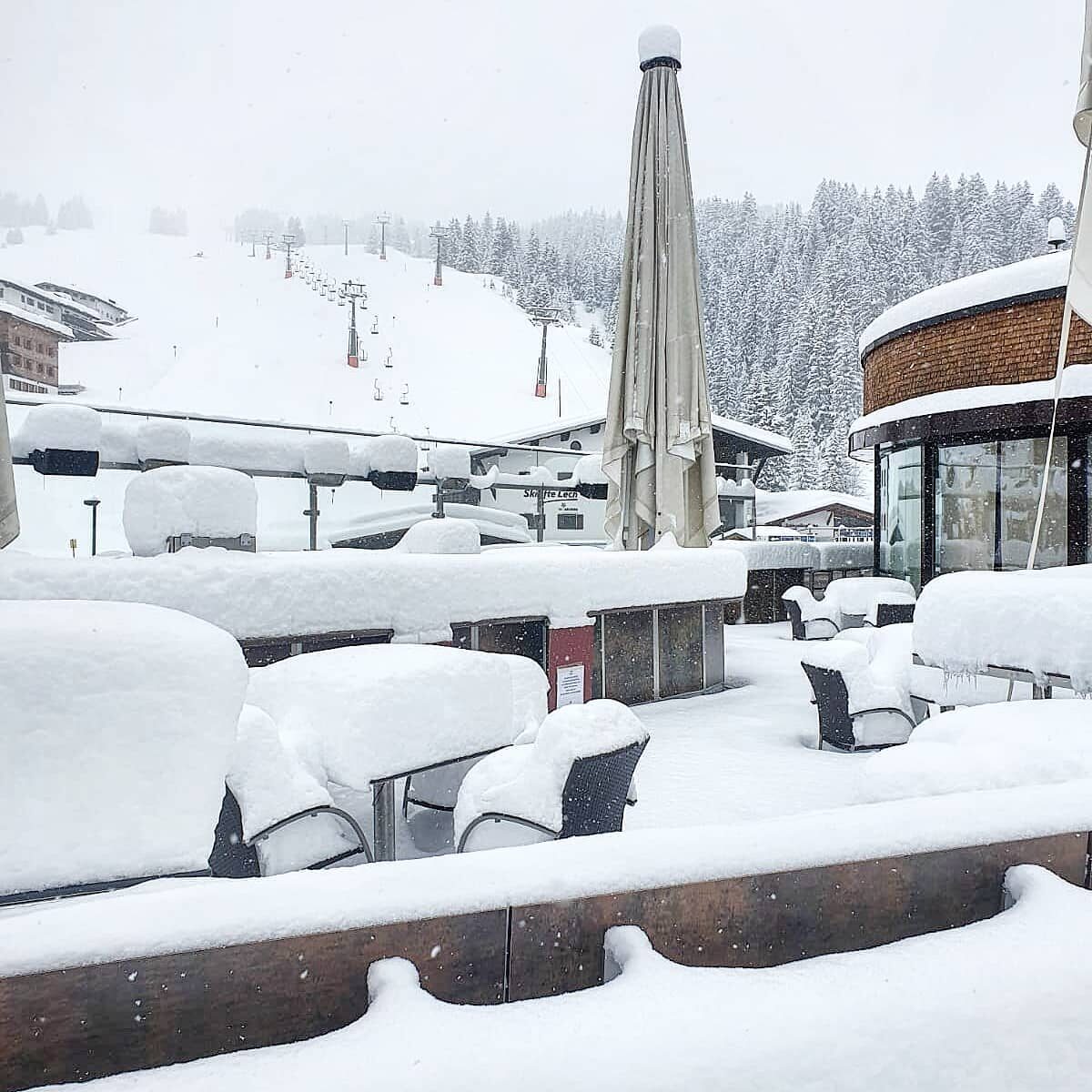 Lech in Austria is pictured above this morning