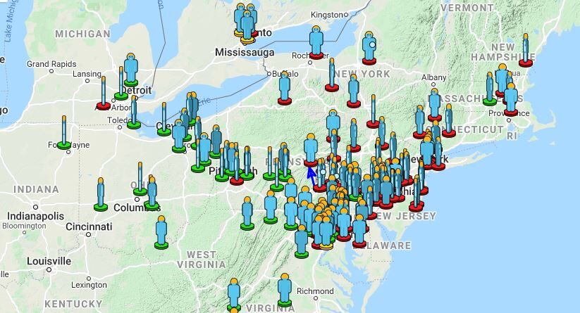 Event 1786-2021 observers map