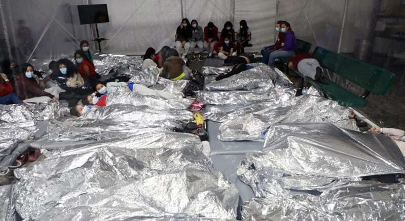 Click to enlarge migrant children texas crowded border patrol biden
