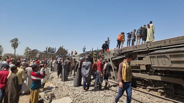 Click to enlarge Two trains collided north of the city of Sohag