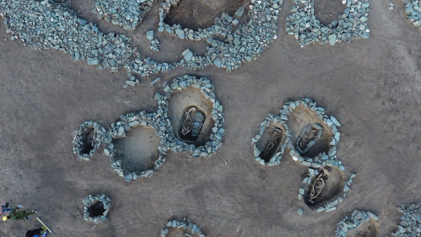 Aerial view of Hun-Xianbi culture burials