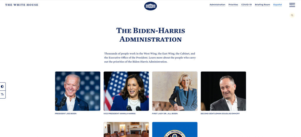 biden harris white house website banner