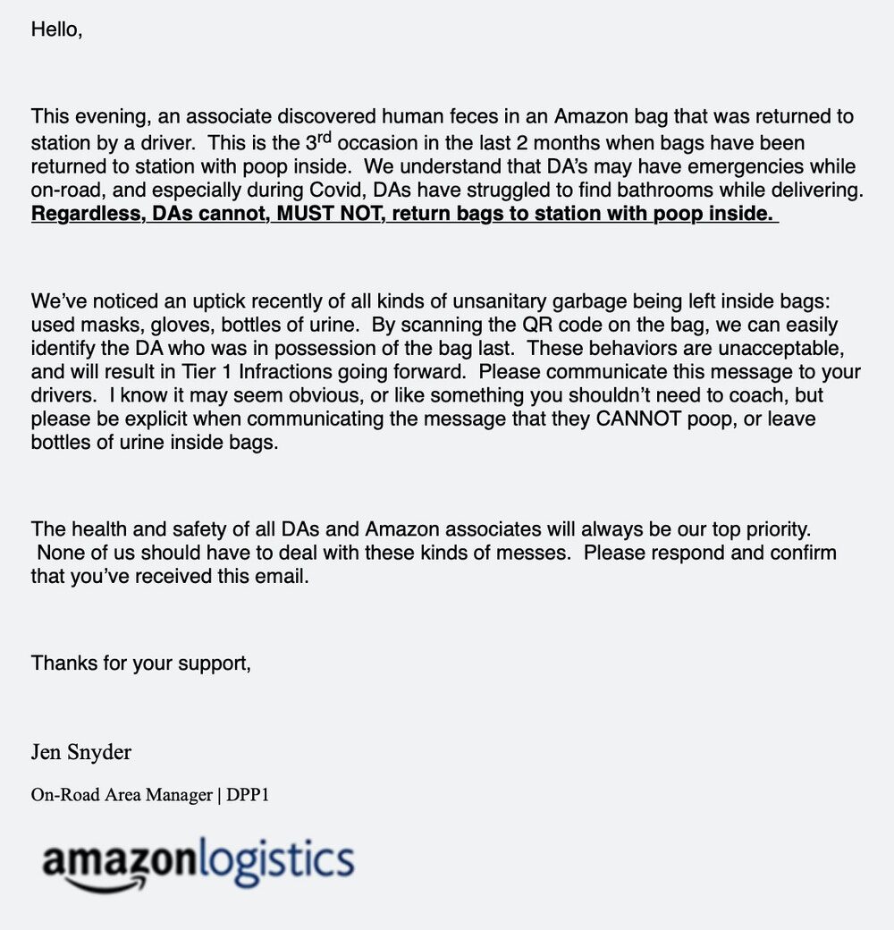 Click to enlarge amazon poop feces letter