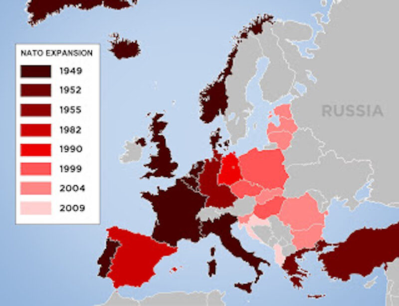 Click to enlarge NATO Has Slowly Expanded Towards Russia