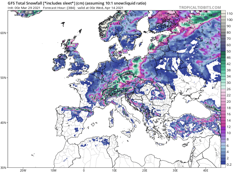 Click to enlarge Total Snowfall Map